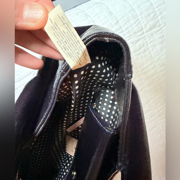 Kate Spade Shiny Black Tote with Tan Handles - Picture 10 of 13